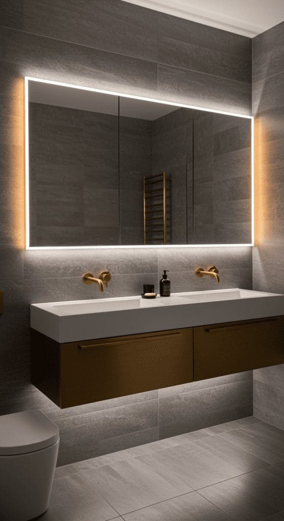 LED lighting underneath a double vanity