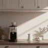 Modern coffee station & white kitchen cabinets