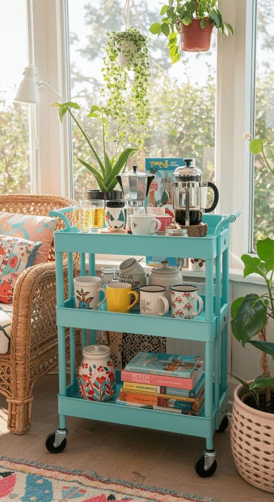 coffee station on a roller cart