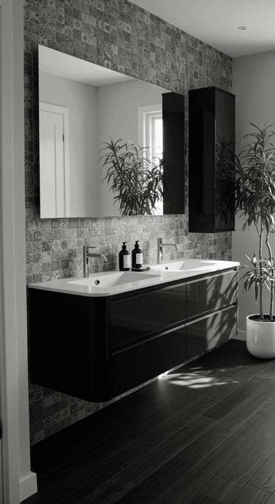 curved double vanity for soft edges and sculptural lines