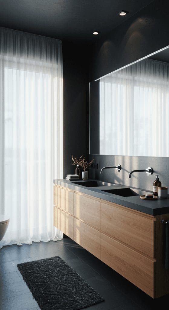 double vanity with mixed materials