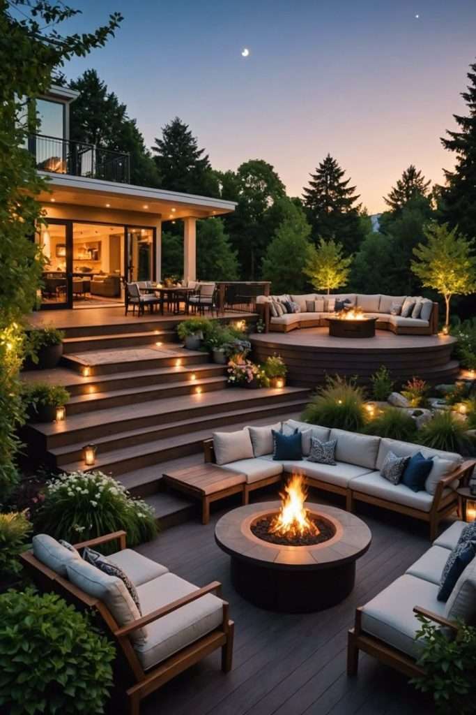 tiered seating areas for outdoor landscaping