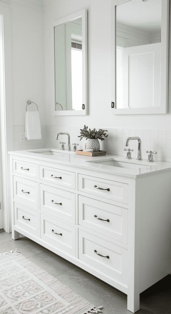 white double shaker vanity unit