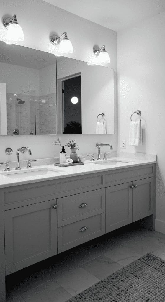 Grey double sink vanity idea