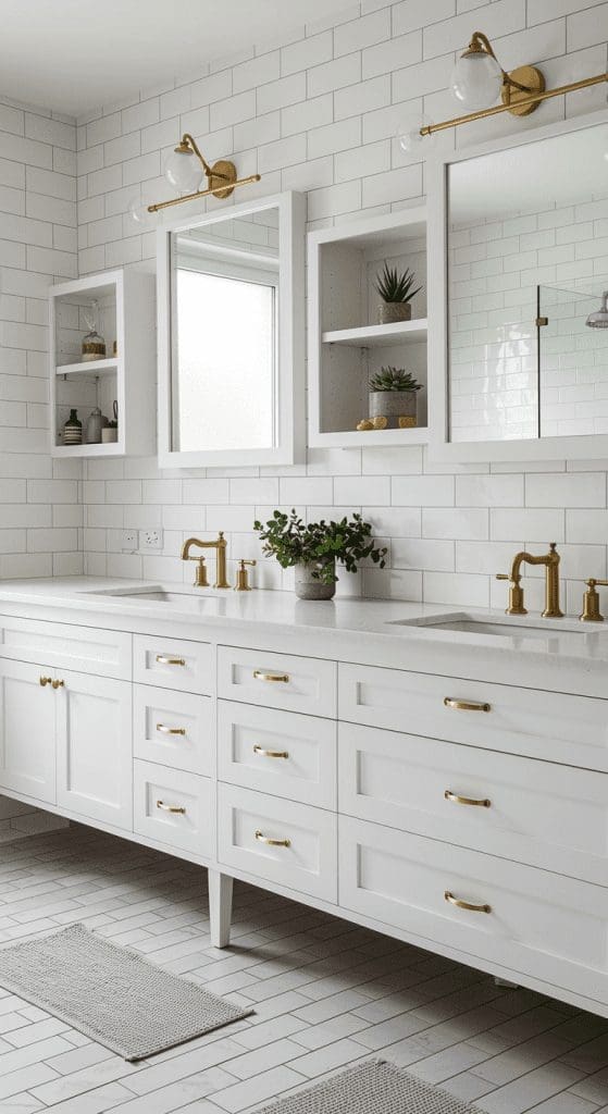 double sink vanity idea for a double vanity with integrated sinks
