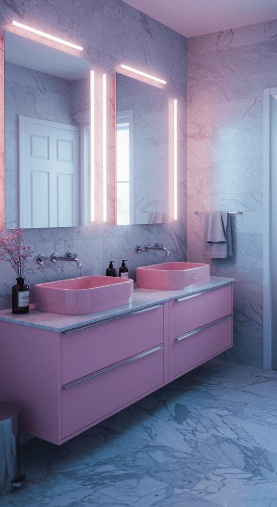 custom colour double vanity ideas