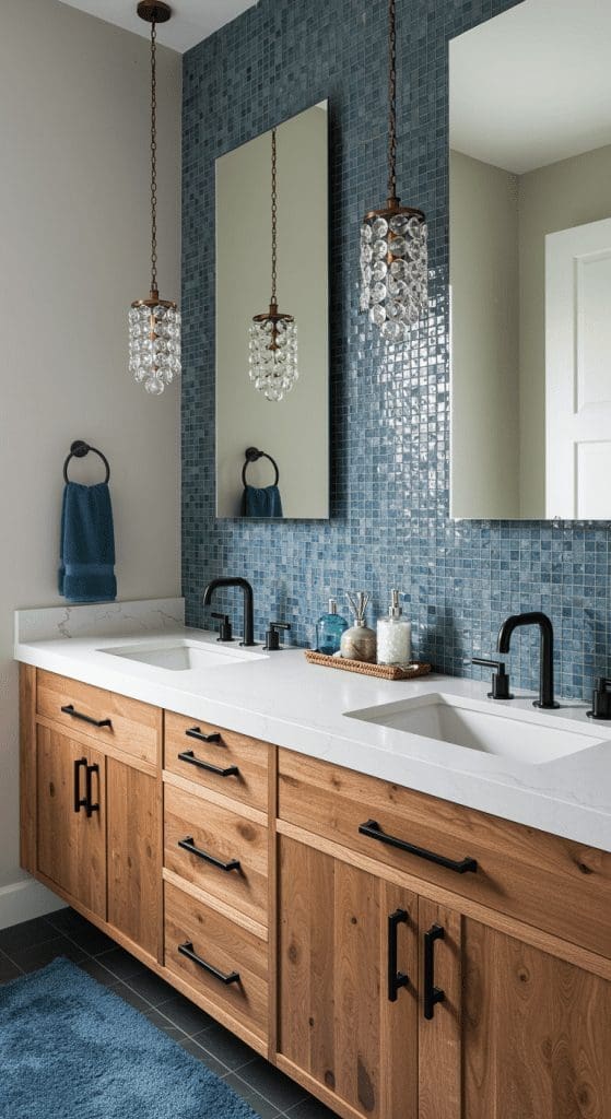 Reclaimed wood double sink vanity idea