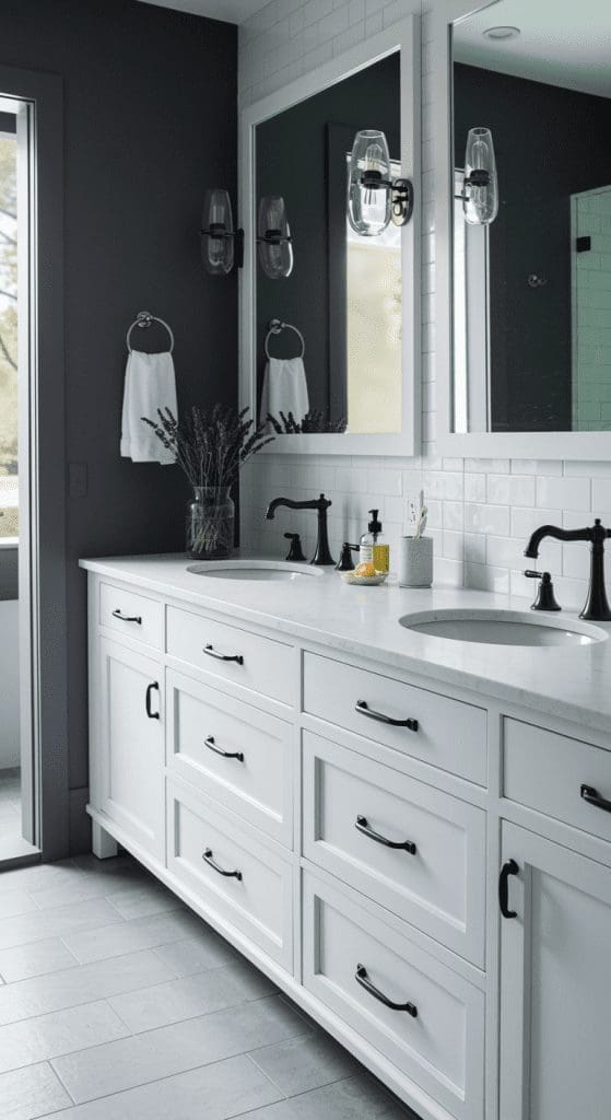 white oak double sink vanity idea