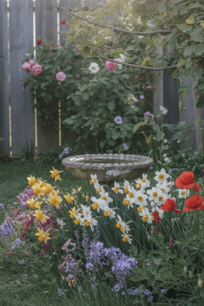 Wild garden flower bed