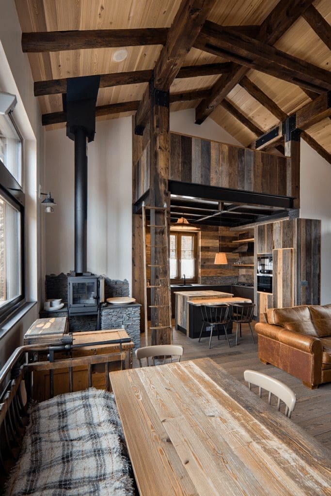open concept kitchen and living room in a Farmhouse Barndominium