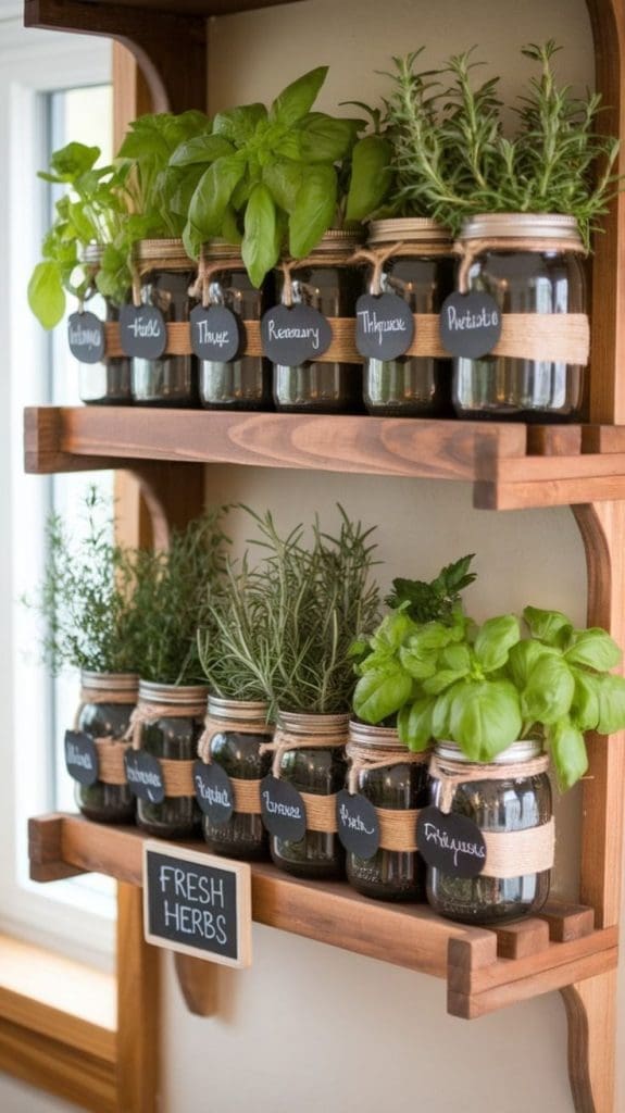 DIY herb garden in jar Farmhouse Kitchen DIY ideas