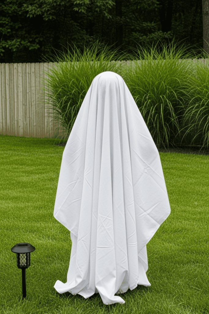White sheet over tomato cage
