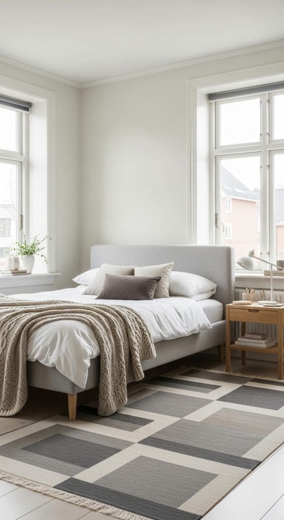 geo style rug Stockholm Style Bedroom