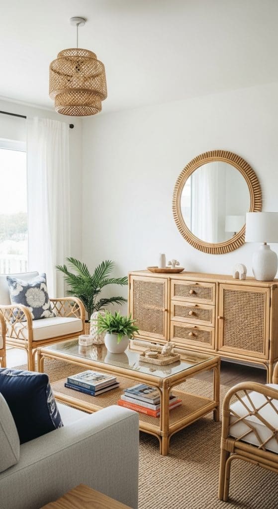 rattan style furniture in Casual Living Room