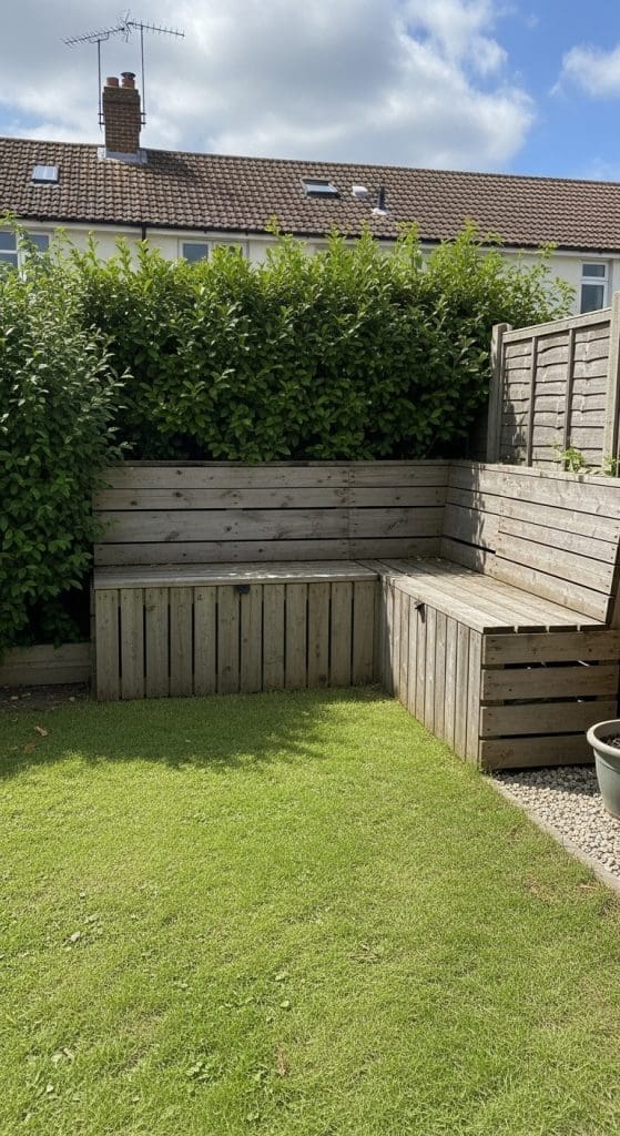 storage seating DIY Backyard Oasis