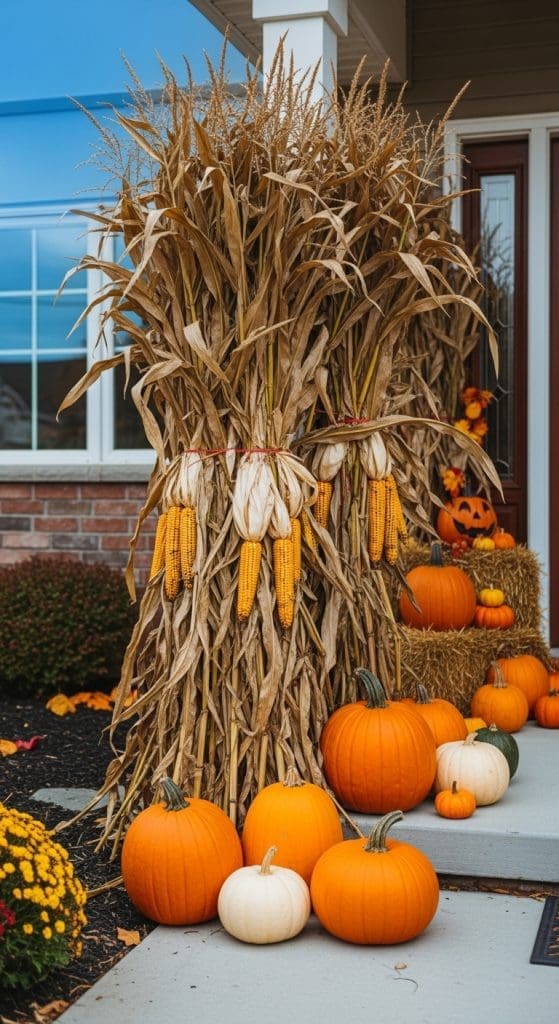 cornstalk on front porch