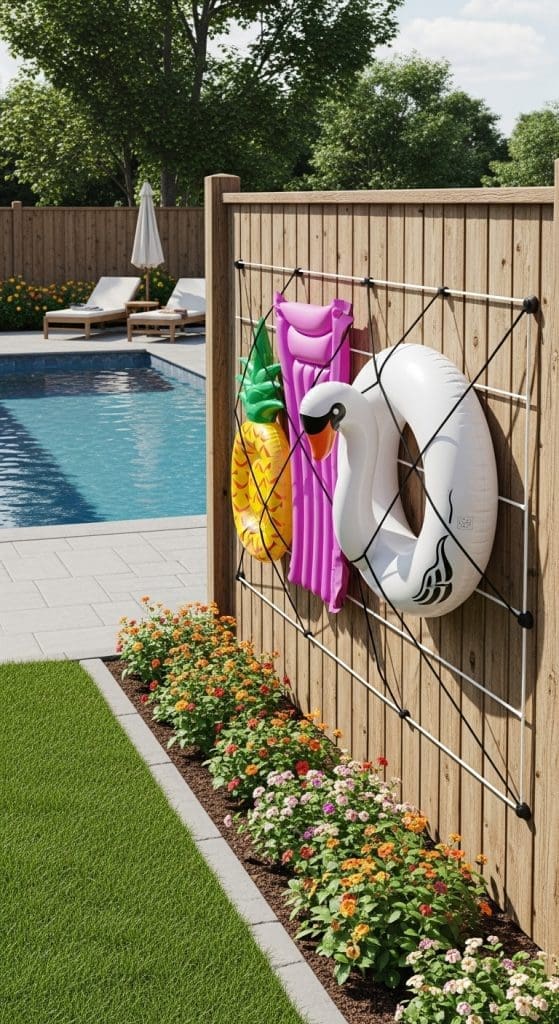 bungie cord Pool Float Storage Ideas