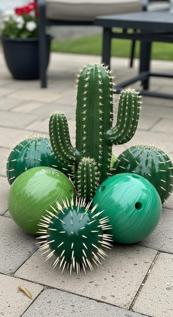 cactus painted like bowling balls