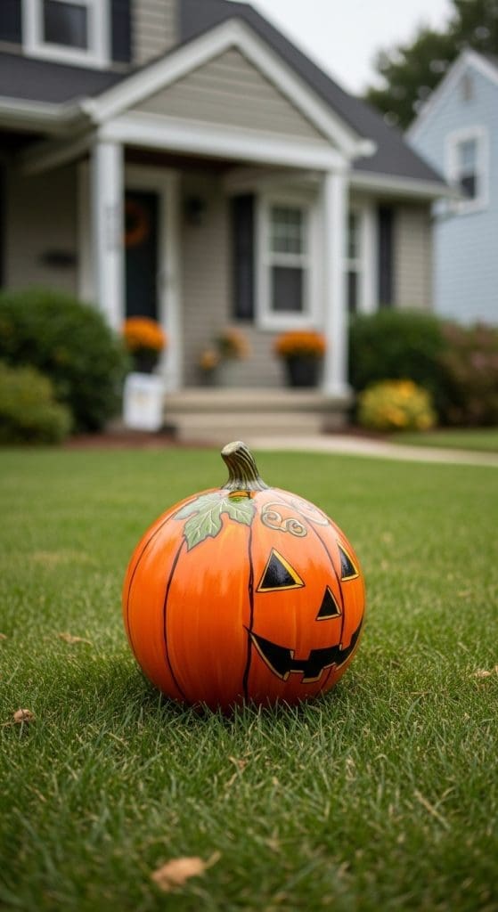 pumpkin painted bowling ball