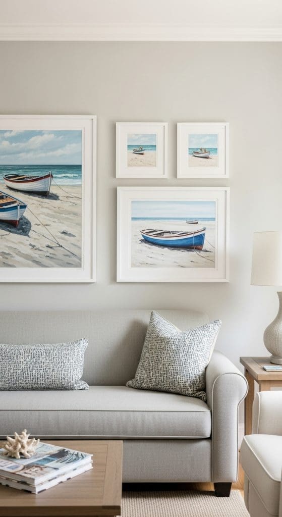 beach prints in Coastal Casual Living Room