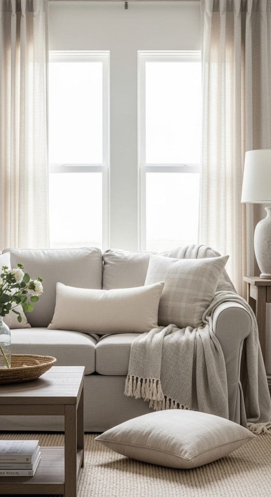 soft furnishing in coastal Casual Living Room