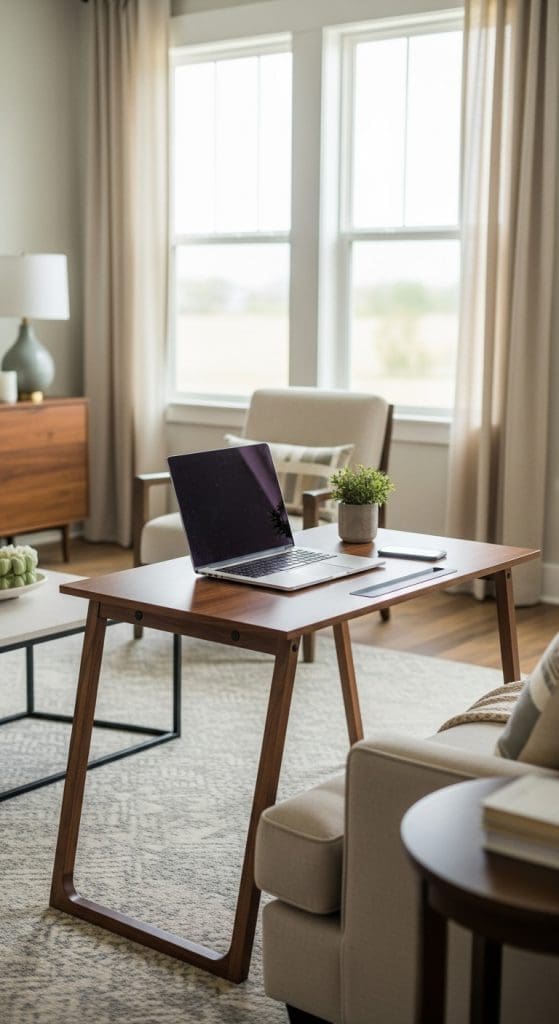 office table at the sofa