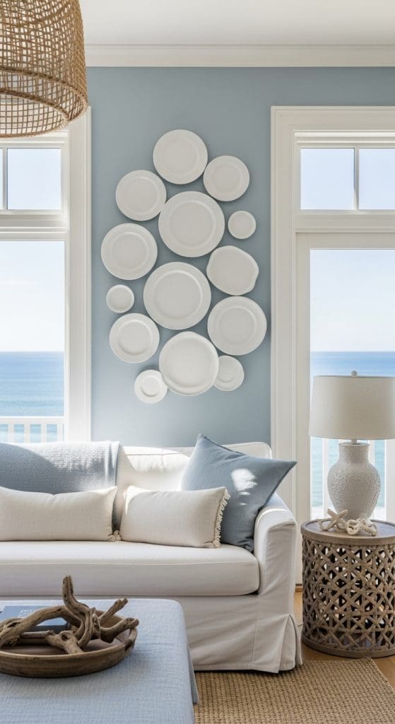 white plates coastal room Hanging Plates on the Wall