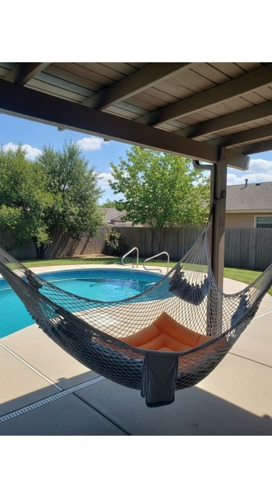 hammock with pool floats inside