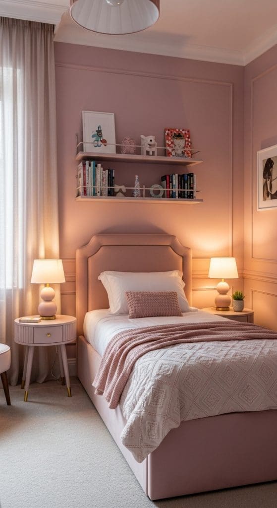 vertical shelves in a Luxury Kids Bedroom