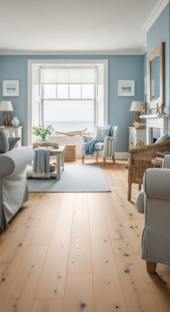 eggshell blue Casual Living Room
