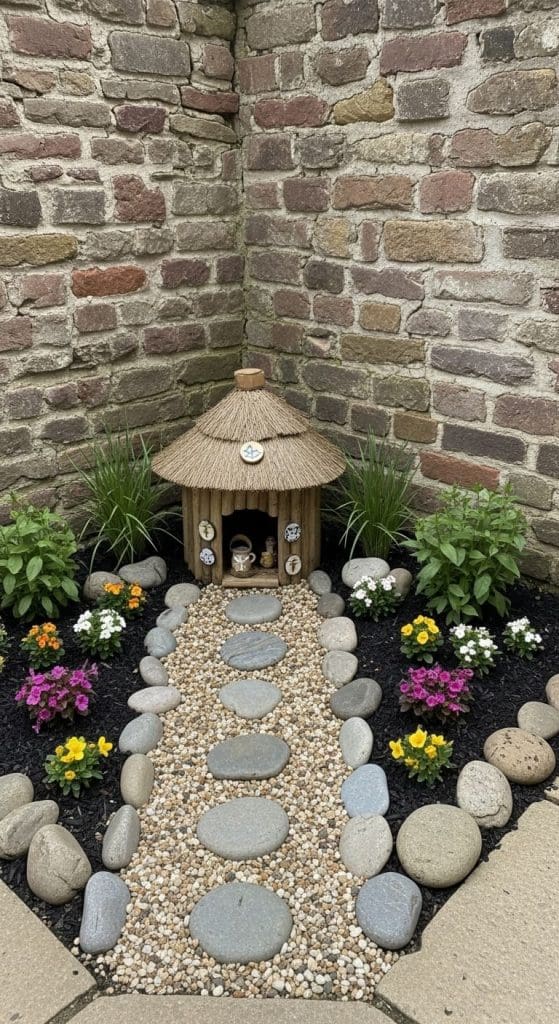 pebble path fairy house