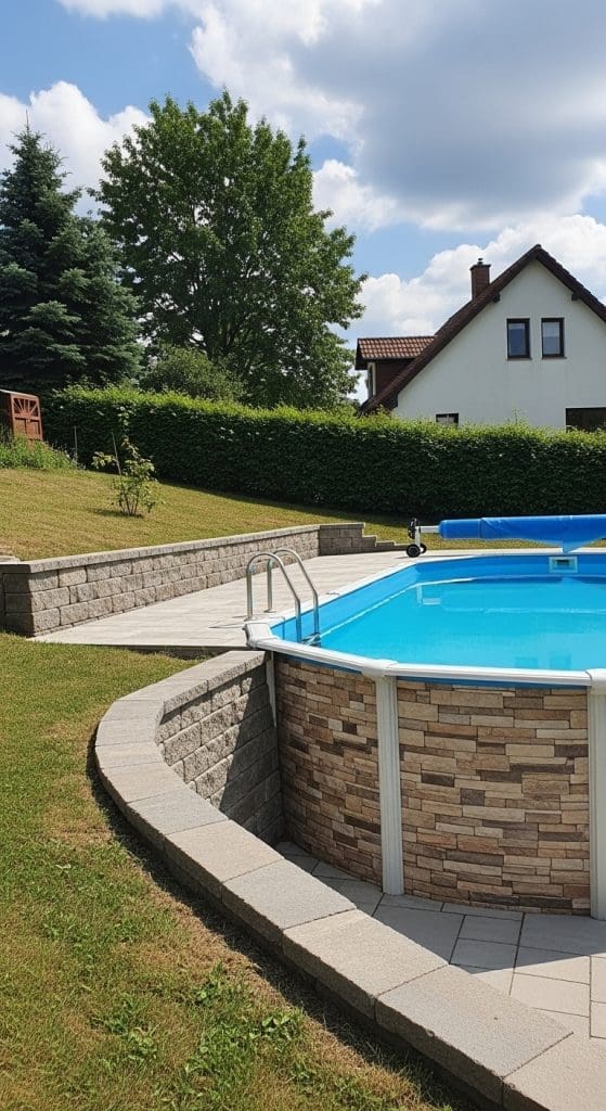 partially sunken above ground pool