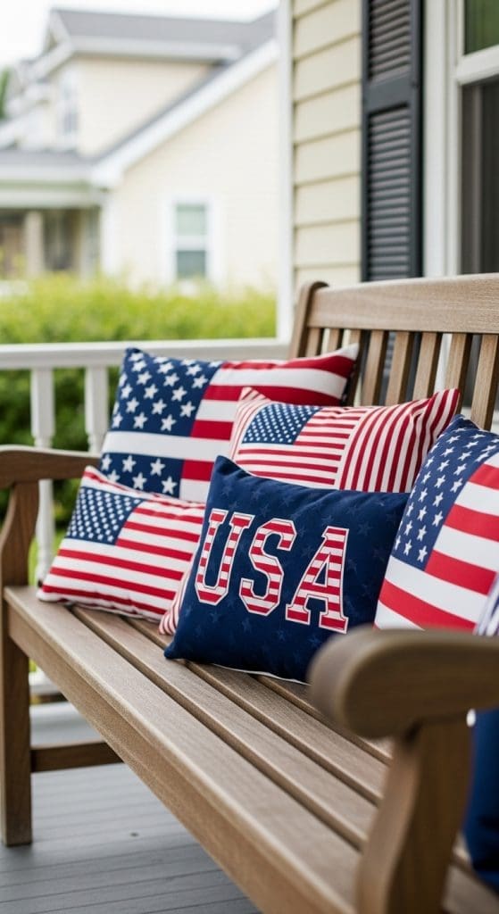 4th of july pillows for bench