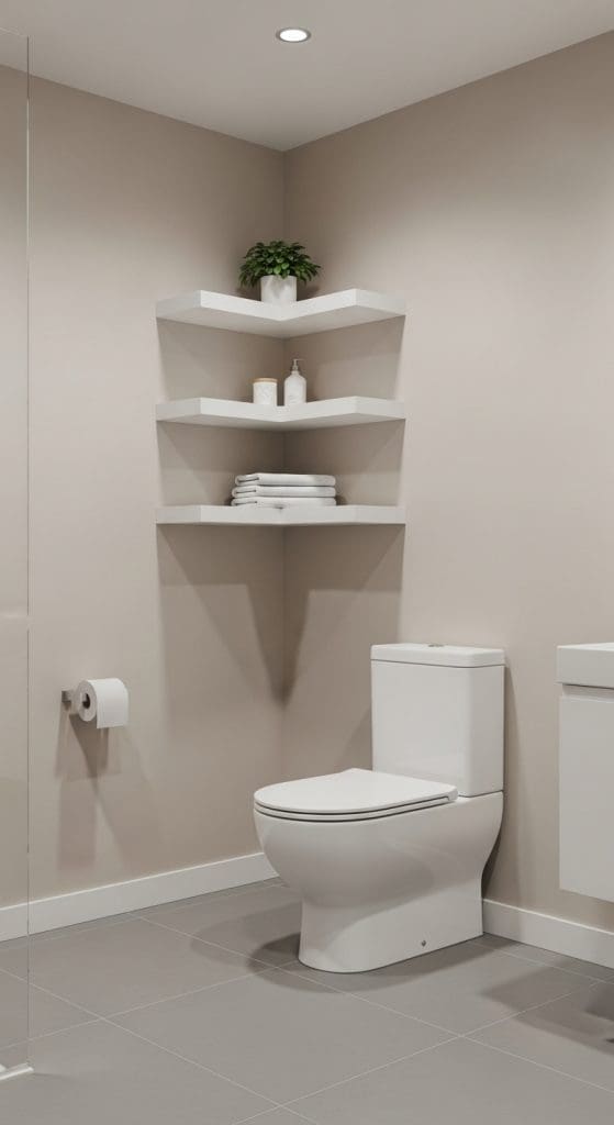 corner shelves Over the Toilet Storage Ideas