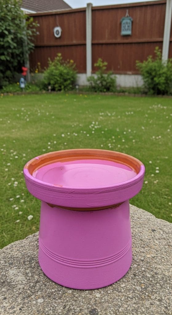 painted pots Bird Bath