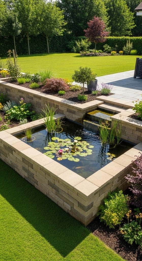 pond in retainer wall