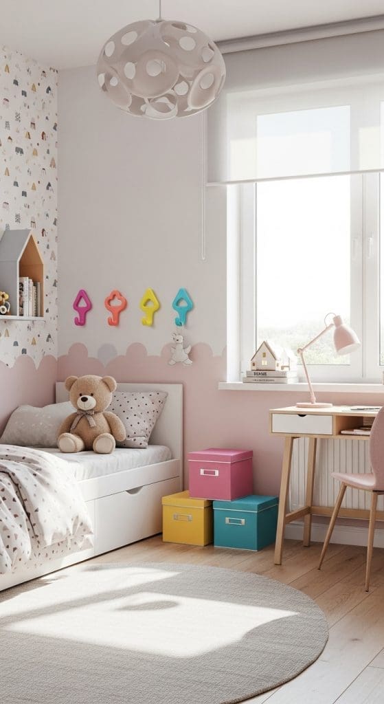 wall hooks in child's bedroom