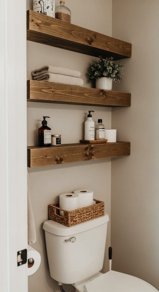 rustic wooden shelves