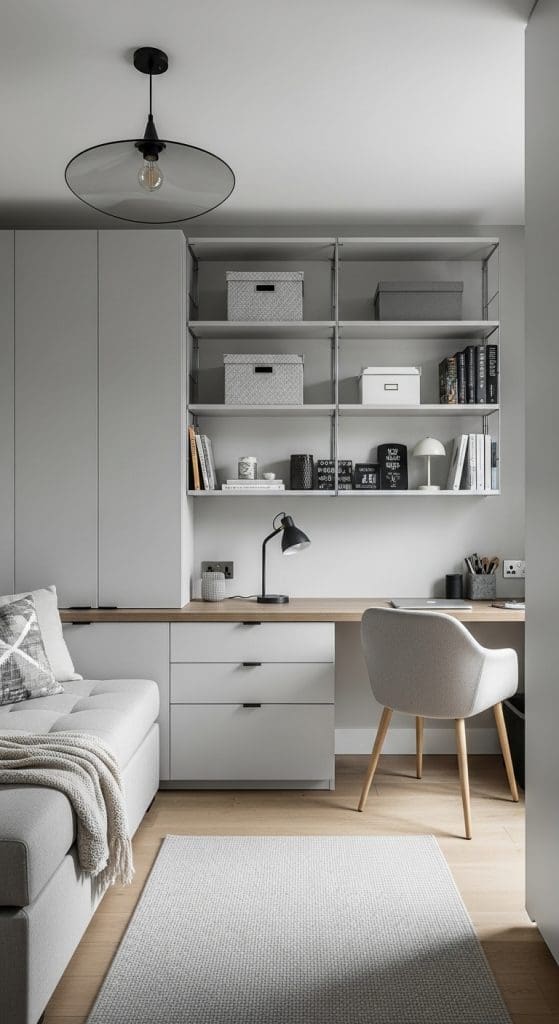 vertical storgae in Office with Couch