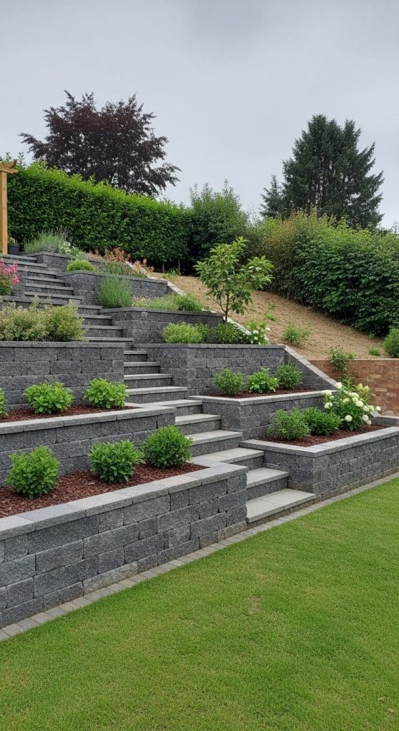 Tiered retaining walls