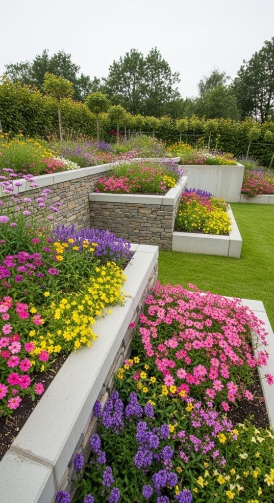 Framing flower beds with retaining walls