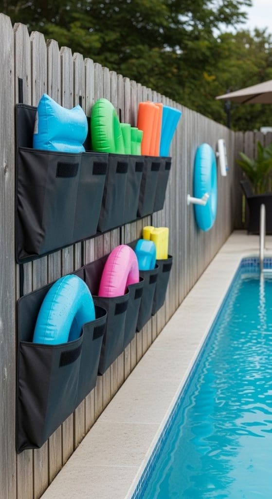 Pool Float Storage Ideas vinyl pockets