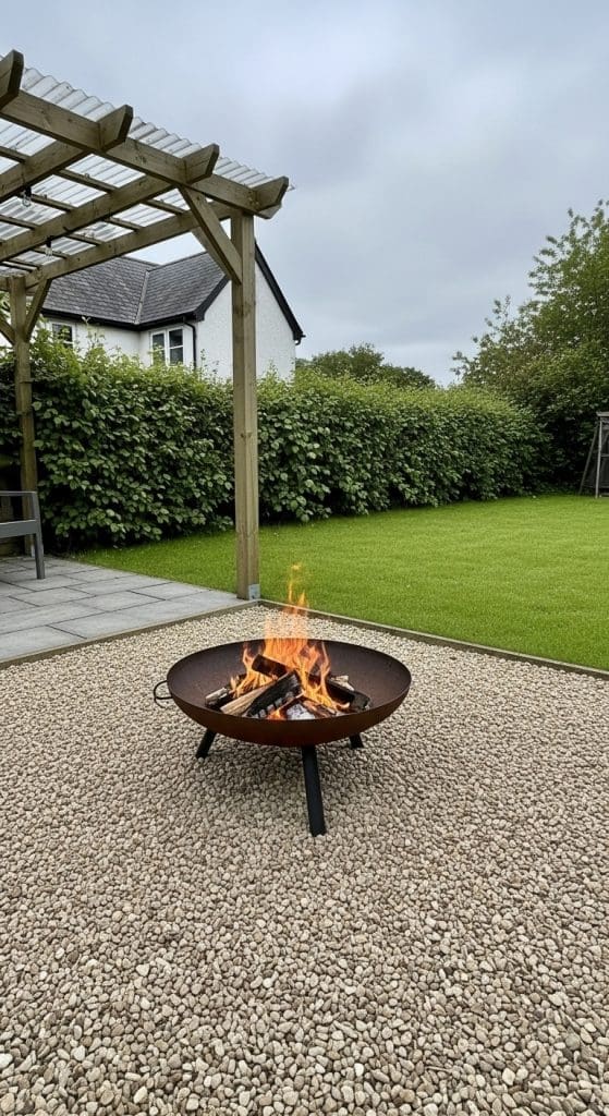 gravel and firepit