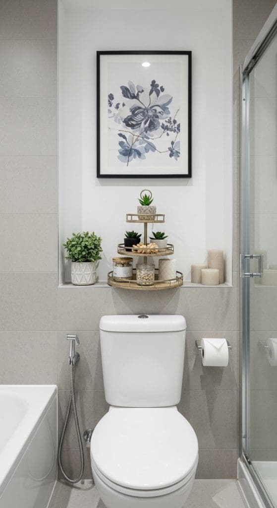 tiered tray Over the Toilet Storage Ideas