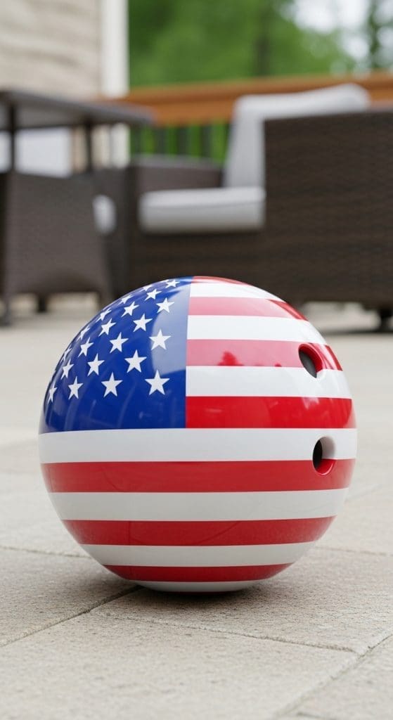 american flag Bowling Ball Yard Art
