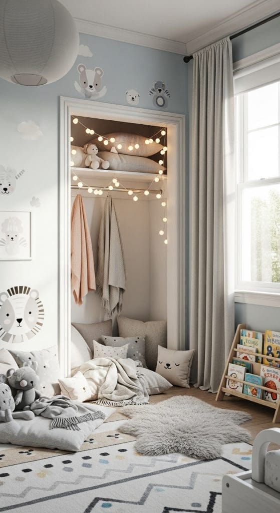 closet turned into play nook