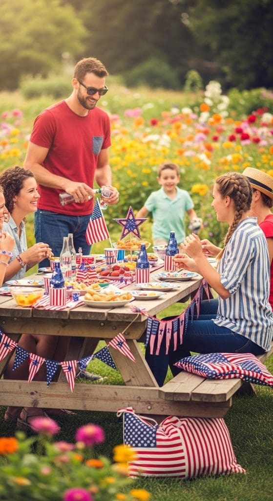 picnic table flag 4th of July Decor