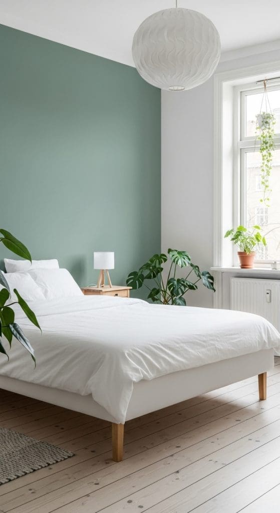sage wall Style Bedroom