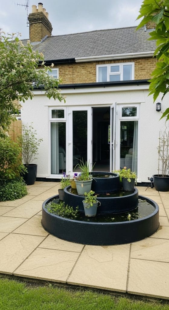 tiered containers as pond