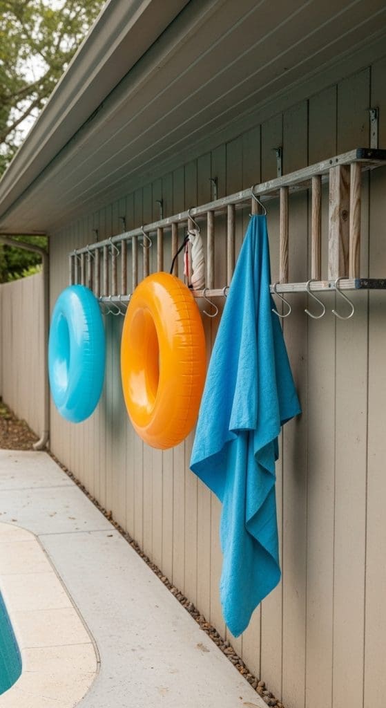 horizontal ladder with pool floats
